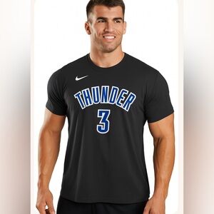This is an Oklahoma City Thunder basketball T-shirt featuring the number '3'